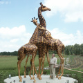 Hot sale life size garden outdoor antique metal bronze giraffe statue sculpture